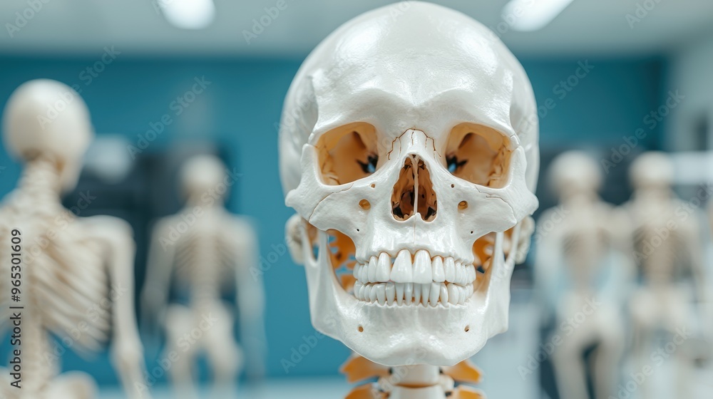 Poster detailed anatomy lesson with skeletal models - educational reference in ultra high 8k detail with co