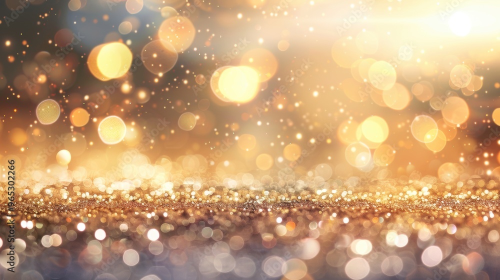 Poster the surface is adorned with golden glitter and soft sparkles, radiating a festive atmosphere suitabl