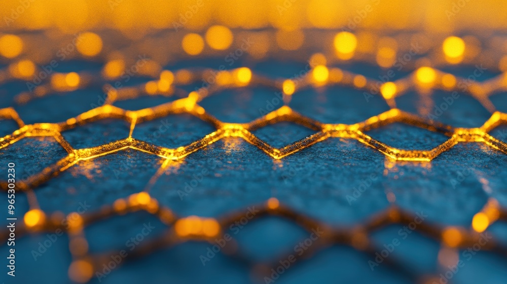 Aufkleber an intricate honeycomb design radiates a warm glow, creating an enchanting visual effect against a b