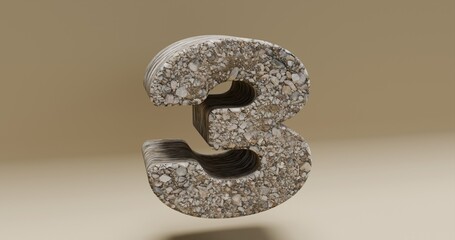 Numbers. Rock numbers. Rock symbol. 3 d numbers render rock set. Rock  number three. Number three