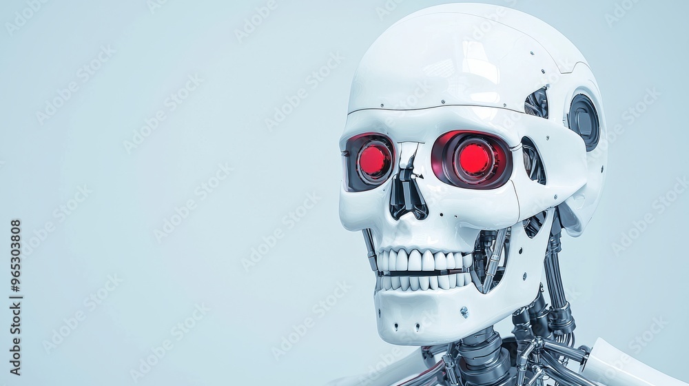 Poster futuristic robotic skeleton design with detailed mechanical structure - technological illustration i