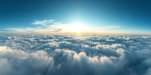 above the clouds panoramic view in the sky