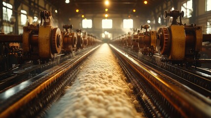 Obraz premium Cotton Spinning Machine in Textile Factory