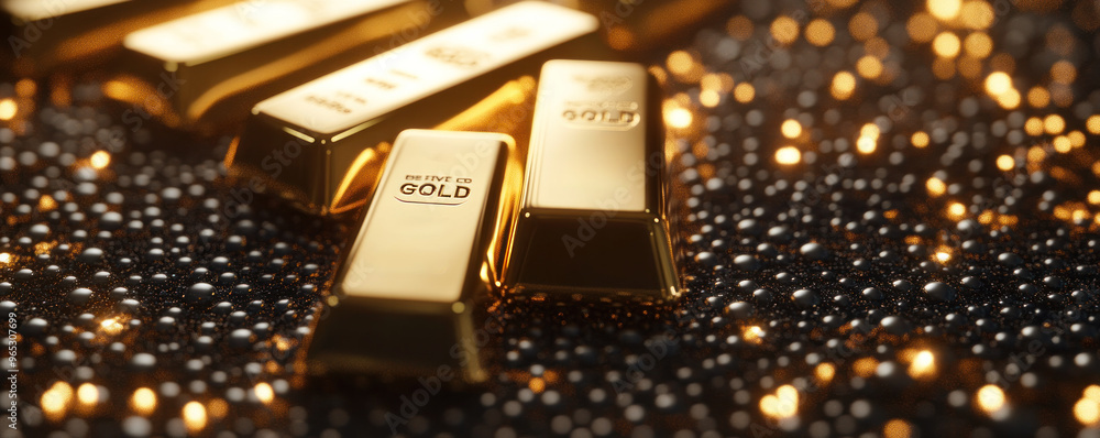Poster a close up of gold bars with the word 