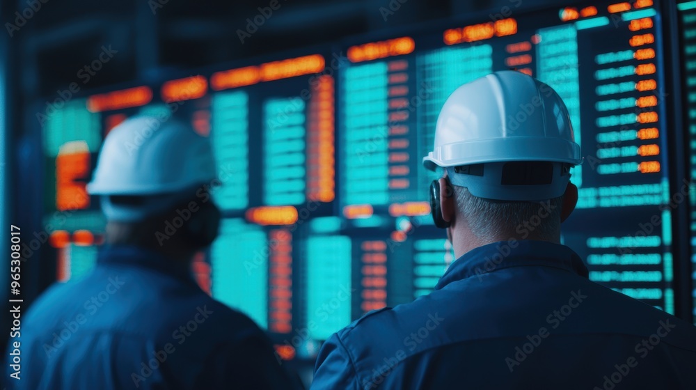 Poster in-depth analysis of global oil market data by economists on large 8k screens with copy space for te