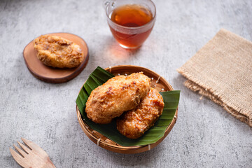 Kue Gemblong, Getas, Kemplang, Indonesian Traditional Snack made from Sticky Rice Coated with Sugar. Perfect for recipe, article, catalogue, commercial, or any cooking content.