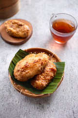Kue Gemblong, Getas, Kemplang, Indonesian Traditional Snack made from Sticky Rice Coated with Sugar. Perfect for recipe, article, catalogue, commercial, or any cooking content.