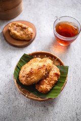 Kue Gemblong, Getas, Kemplang, Indonesian Traditional Snack made from Sticky Rice Coated with Sugar. Perfect for recipe, article, catalogue, commercial, or any cooking content.
