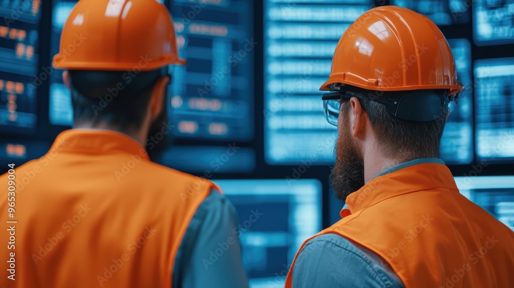 Poster advanced engineers analyzing seismic data on high-tech screens for oil exploration, futuristic disco