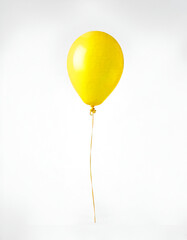  one yellow balloon floating on white background