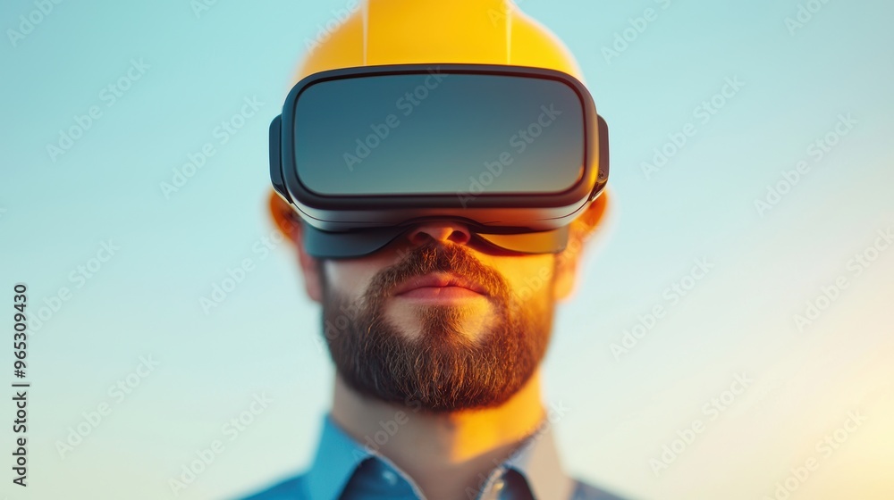 Aufkleber advanced engineers utilizing augmented reality for oil exploration assessment with text space, 8k de