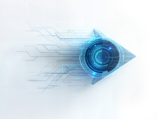 Obraz premium Futuristic arrow, digital, highly-defined isolated on white background. Generative AI