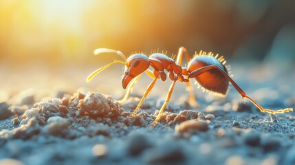 Red Ant in Golden Sunlight.