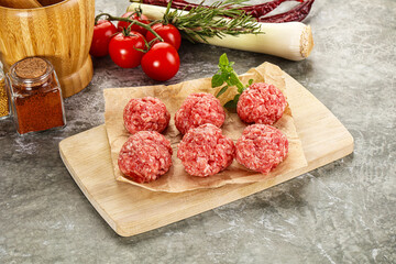 Raw beef meatball minced meat