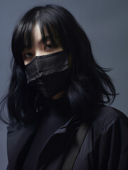 woman in black mask
