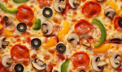  Seamless repeating pattern of a vegetarian pizza slice 