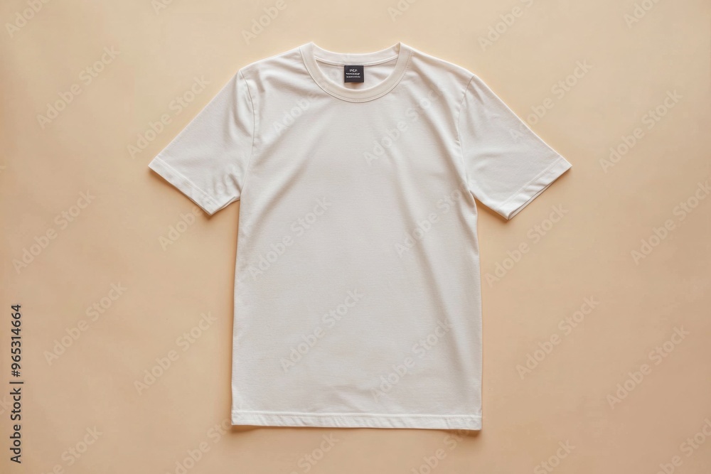 Wall mural simple tshirt flatlay mockup in beige background created with generative ai