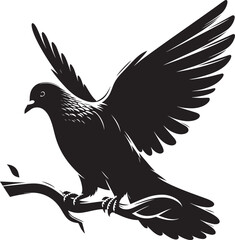 Beautiful Dove bird flying Silhouette vector illustration isolated on a white background