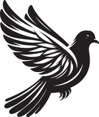 Beautiful Dove bird flying Silhouette vector illustration isolated on a white background