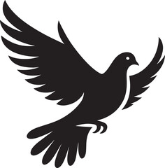 Beautiful Dove bird flying Silhouette vector illustration isolated on a white background