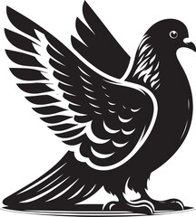 Beautiful Dove bird flying Silhouette vector illustration isolated on a white background