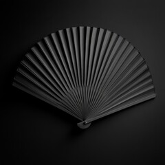 Black Folding Fan on Black Background
