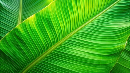 Fototapeta premium Tropical banana leaf with a vibrant green color as a nature background, tropical, nature, banana leaf, vibrant, green
