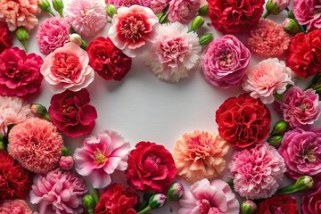 Obraz premium stock photo, trendy, panoramic, pattern, spring, romantic, red, nature, pink, flowers,floral, blooming, Floral pattern background featuring a panoramic view of pink and red carnations