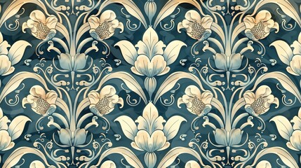 Fototapeta premium nouveau floral pattern wallpaper