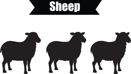 Obraz premium Sheep Elegant Silhouette Vector Illustrations