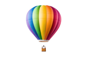 Obraz premium A vibrant hot air balloon with colorful panels, ideal for adventure-themed designs and travel promotions. Experience the sky.