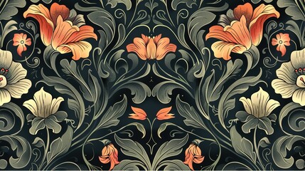 nouveau floral pattern wallpaper