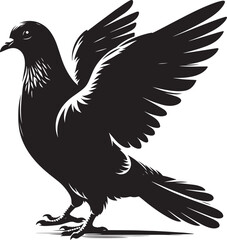 Beautiful Dove bird flying Silhouette vector illustration isolated on a white background