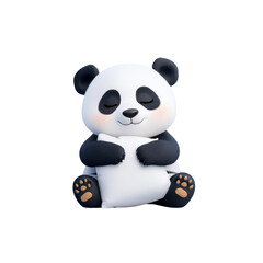 Obraz premium Cute cartoon panda holding a pillow, exuding warmth and friendliness, perfect for children's content and playful designs.