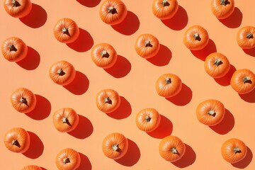 Pattern of orange pumpkins on vibrant background