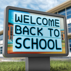 A beautiful Virtual board with "WELCOME BACK TO SCHOOL" in modern lettering. Space for personalized messages.