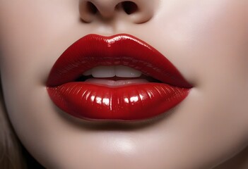 Obraz premium Close-up shot of beautiful woman lips