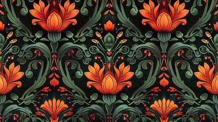 nouveau floral pattern wallpaper
