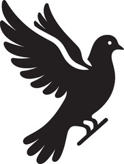 Beautiful Dove bird flying Silhouette vector illustration isolated on a white background
