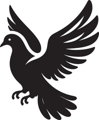 Beautiful Dove bird flying Silhouette vector illustration isolated on a white background