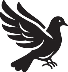 Obraz premium Beautiful Dove bird flying Silhouette vector illustration isolated on a white background