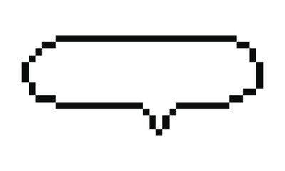 Pixel Speech bubble isolated on transparent background. Cloud 8 bit y2k digital retro message. Game talk box, comment. Empty Text frame or border. Computer games.