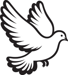 Beautiful Dove bird flying Silhouette vector illustration isolated on a white background