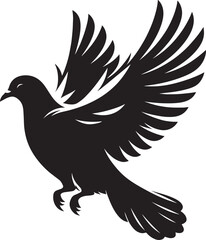 Beautiful Dove bird flying Silhouette vector illustration isolated on a white background