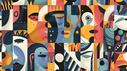 cubist pattern seamless wallpaper