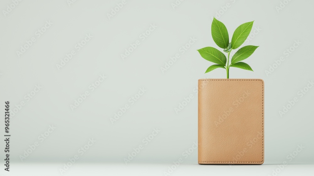 Poster money sprouting wallet - with copy space and selective focus on foreground | image for financial con