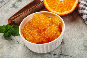 Tasty homemade Orange jam in the bowl