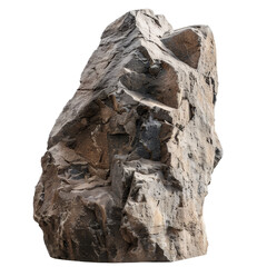 Large rugged stone rock formation exhibiting weathered textures and unique geological features in natural outdoor setting