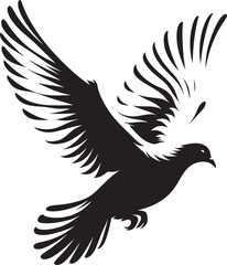 Beautiful Dove bird flying Silhouette vector illustration isolated on a white background