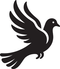 Beautiful Dove bird flying Silhouette vector illustration isolated on a white background